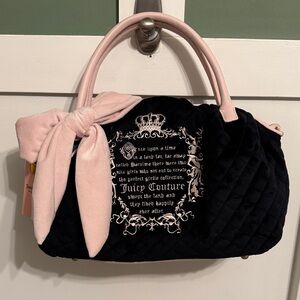 Vintage Juicy Couture Juicy Tale Bowler Hobo Bow Licorice Black Pink